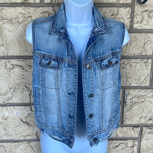 American eagle Denim Jeans Distressed Ripped Vest Size XS - Picture 1 of 10